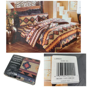 NEW Vintage 1980's Cannon Monticello "Laredo" Southwest 4 Piece Queen Sheet Set